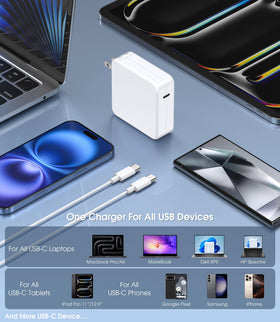 AWUREYIT charger connected to MacBook Pro showing rapid charging convenience