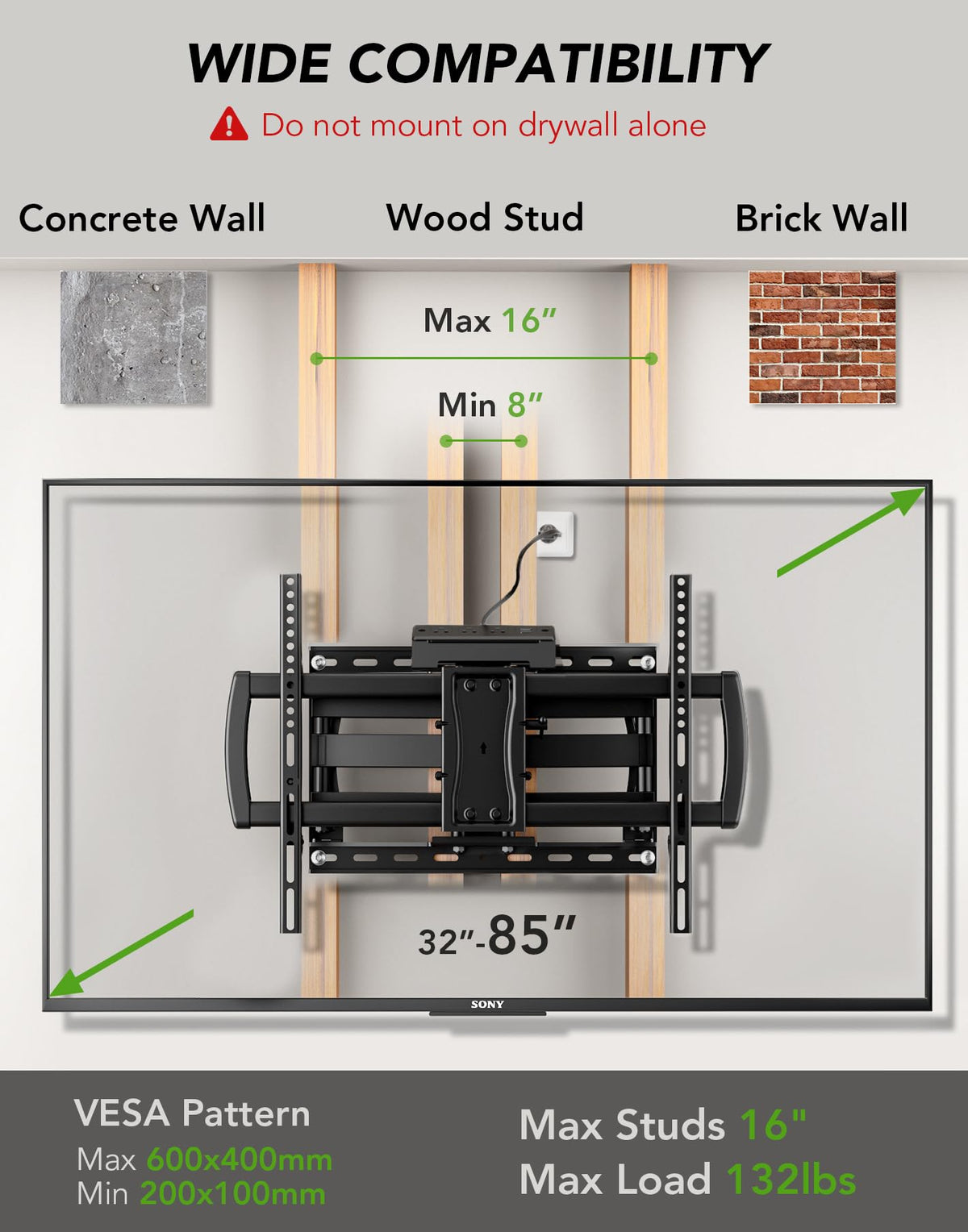 AX WABER back panel with outlets and ports aiding clutter-free setup