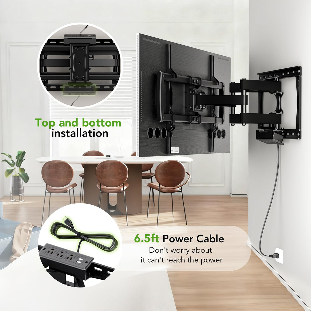 AX WABER dual arms tilt and swivel for flexible TV viewing