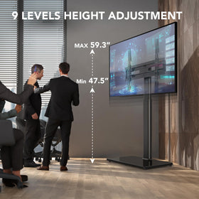 AX WABER floor stand features a tempered glass base for stability