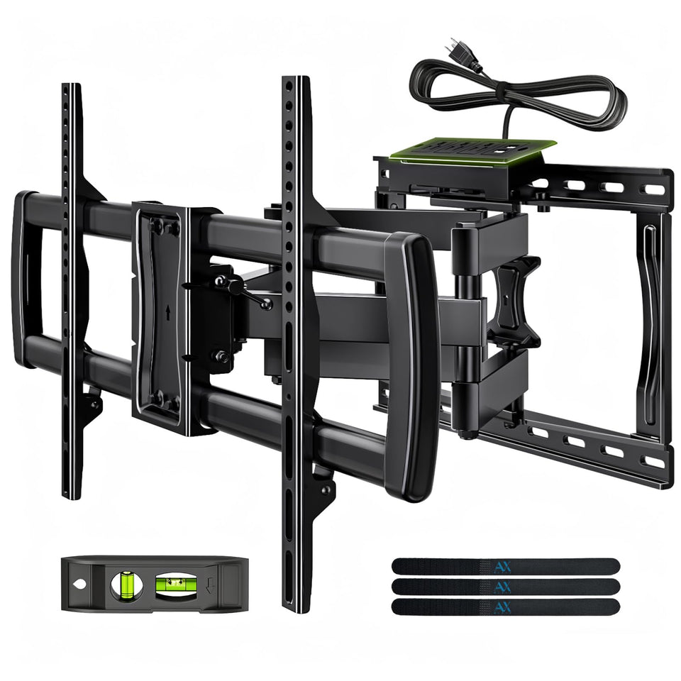 AX WABER full motion mount front view showing slim wall profile and compatibility for clean living room setups