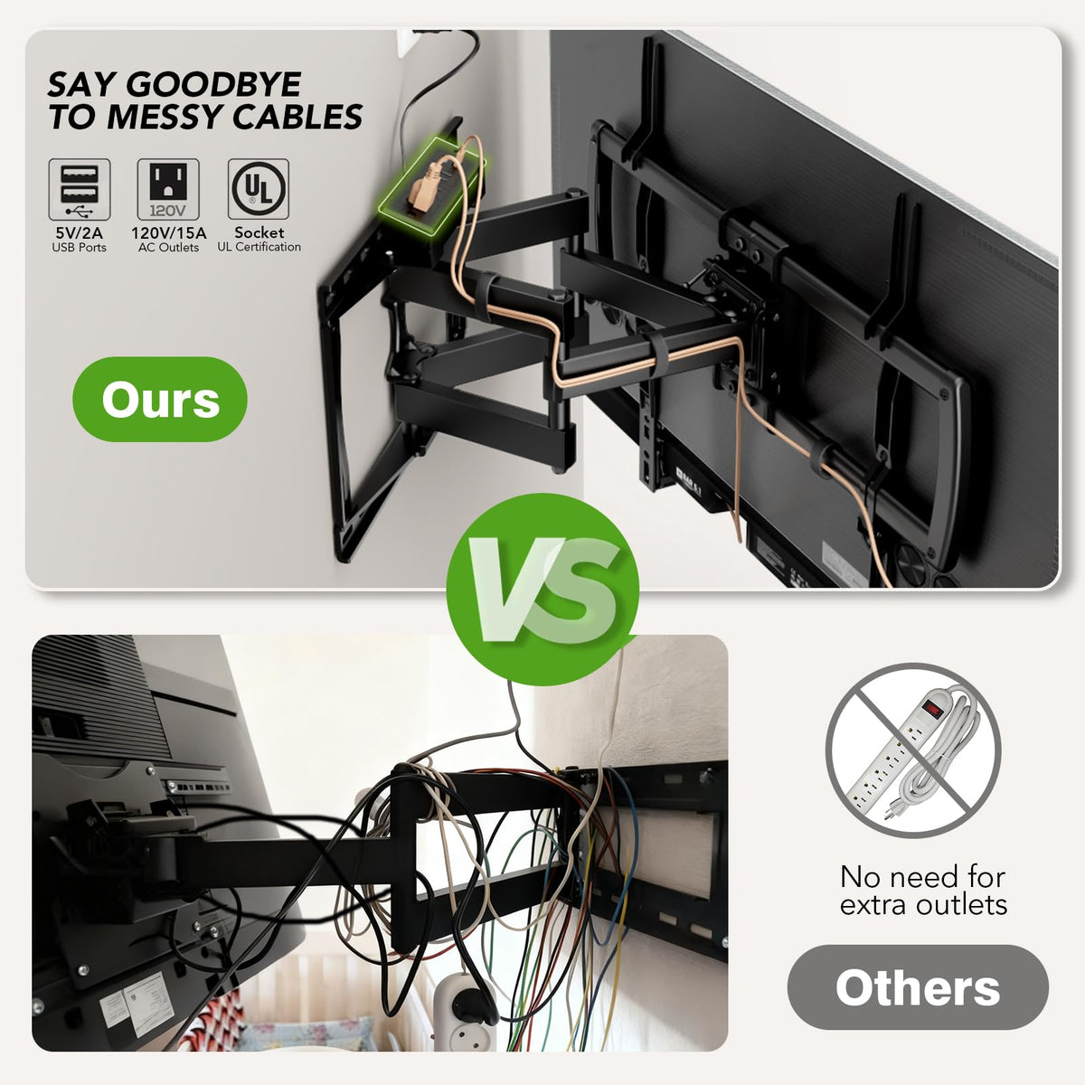 AX WABER built-in power outlet with USB ports for tidy cables