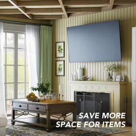AX WABER lifestyle in living room showing mounted TV and viewing benefit