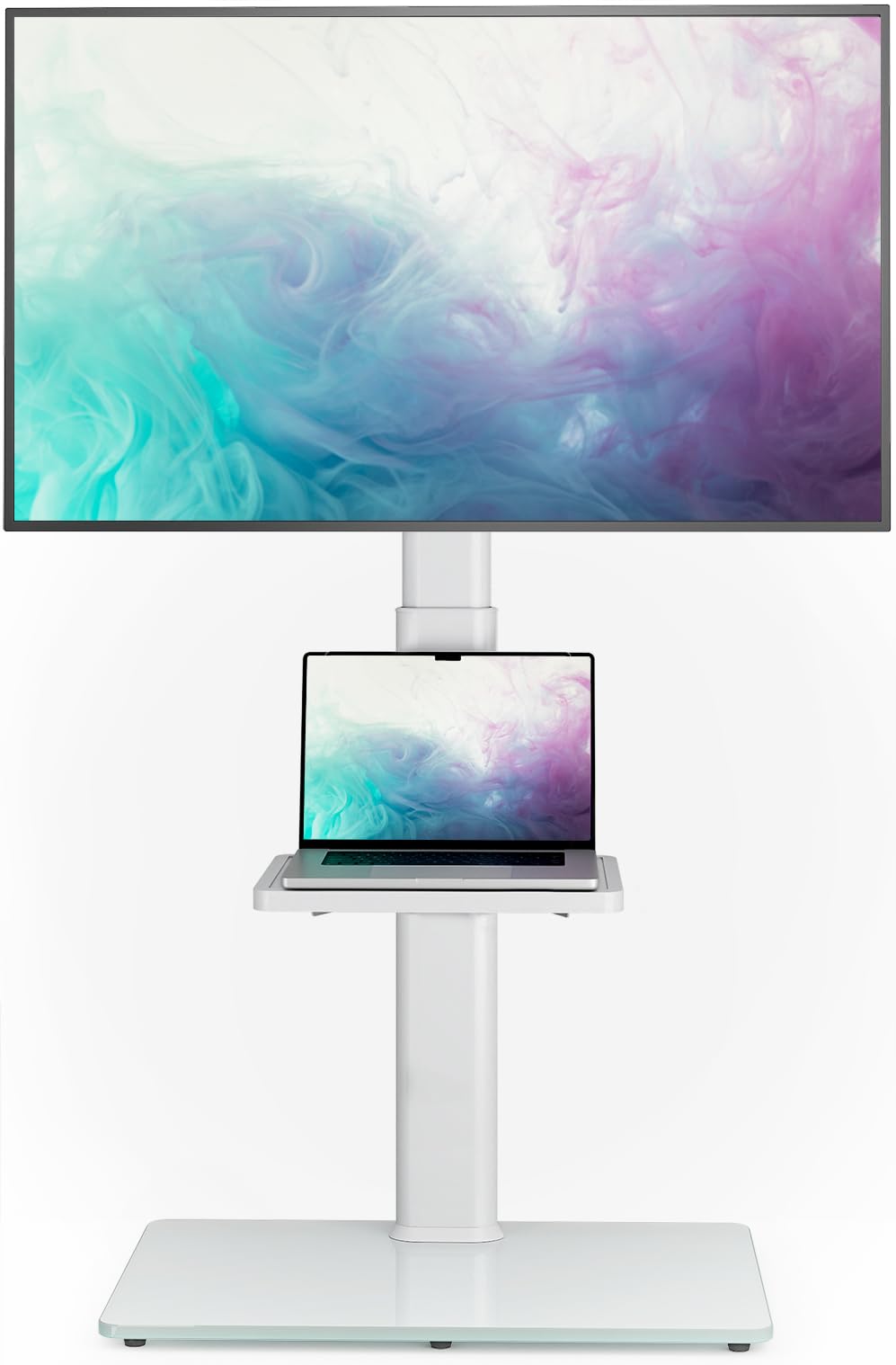 AX WABER universal floor TV stand base with tempered glass for stable support.