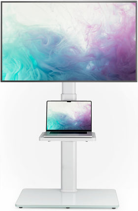 AX WABER universal floor TV stand base with tempered glass for stable support.