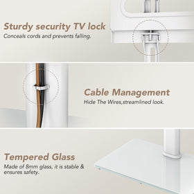 AX WABER universal floor TV stand cable management clips tidy cords.