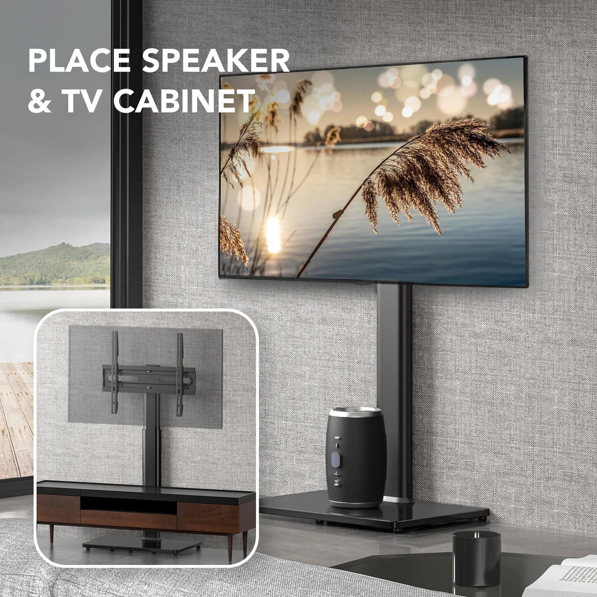 AX WABER TV stand swivel mount enables flexible viewing angles
