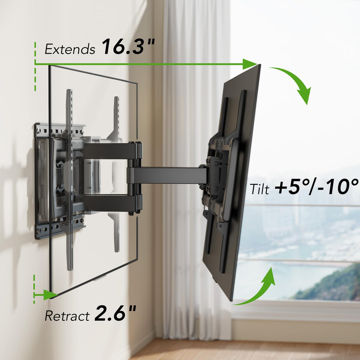 AX WABER VESA pattern holes on bracket ensuring broad TV compatibility