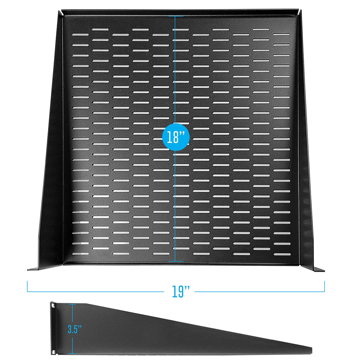 AXA AXCESSABLES 2U vented rack shelf front lips secure equipment