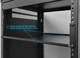 AXA AXCESSABLES 2U vented rack shelf top view demonstrates depth