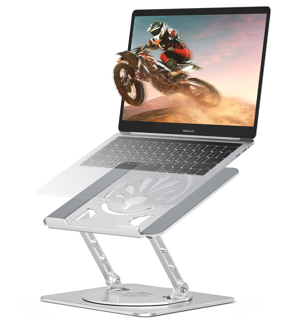 Axbima front view silver stand showing sleek stable support