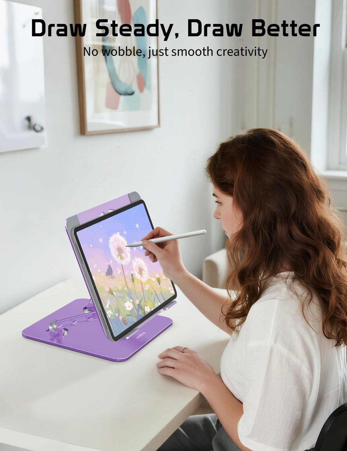 Axbima purple aluminum stand suits desks, offices, and travel scenarios