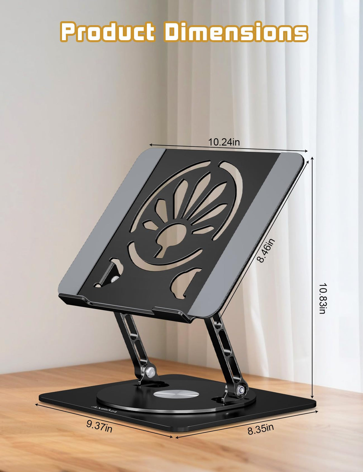 Axbima side profile tilt adjustment enabling ergonomic viewing angles