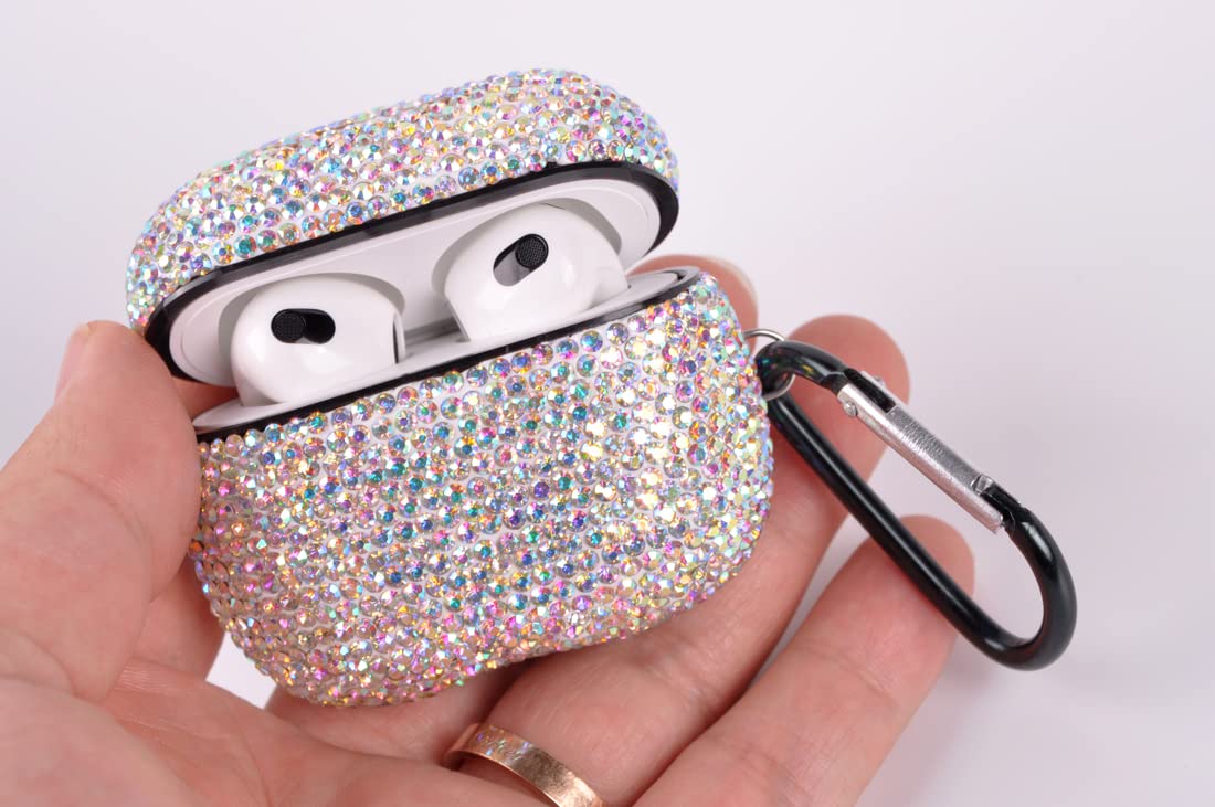 AXCUWS AirPods Pro rhinestones close-up highlighting luxury sparkle and fit