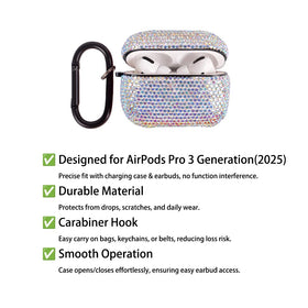AXCUWS Sparkly Case AirPods Pro 3, side clip for secure everyday carry.