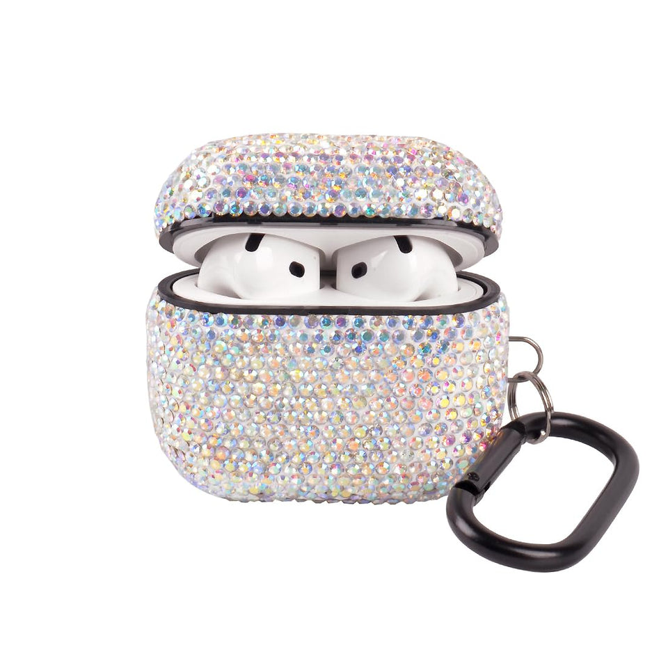 AXCUWS Sparkly Case for AirPods 4 front view highlights rhinestones and secure cover
