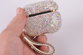 AXCUWS Sparkly Diamond Case attached to bag demonstrates convenient keychain functionality