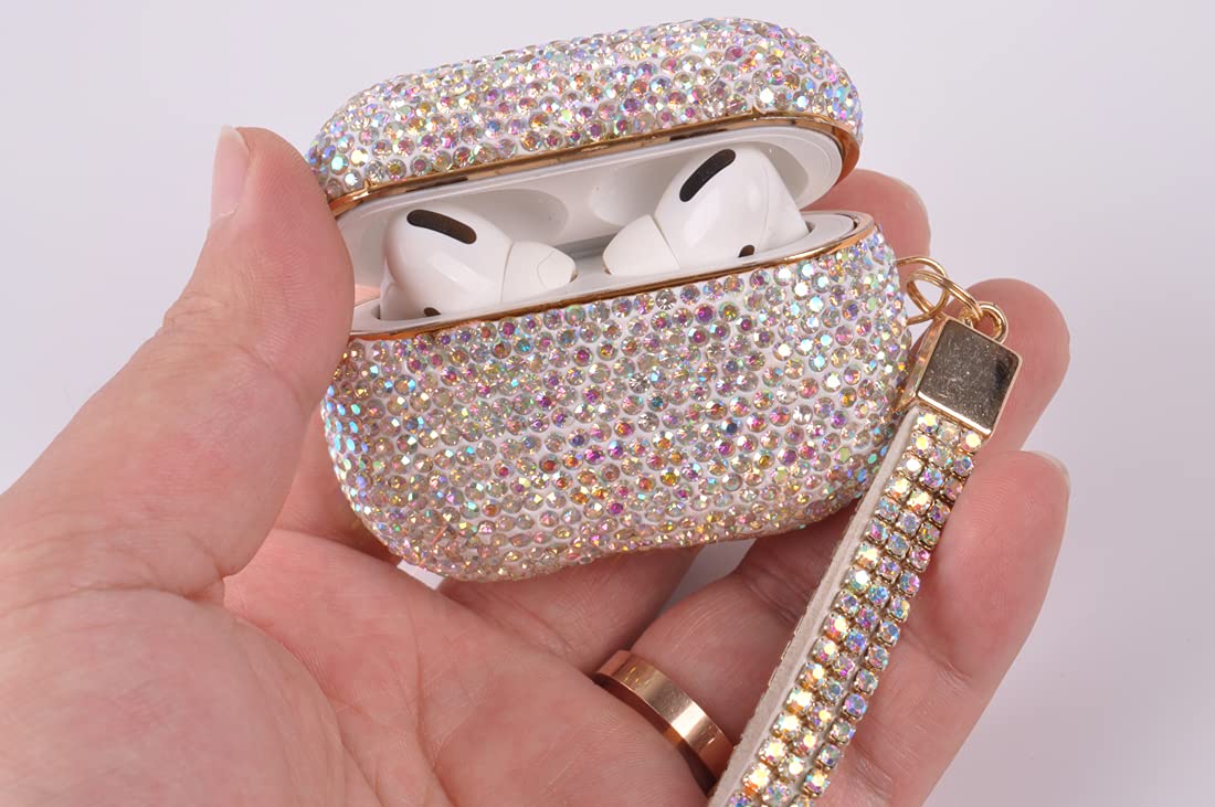 AXCUWS Sparkly Diamond Case AirPods Pro with keychain attached for easy bag access