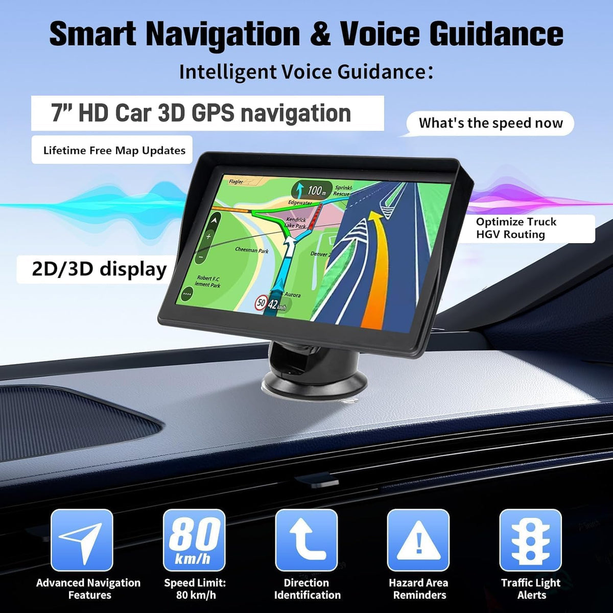 AXIOVINEX voice-guided directions on the 7-inch screen