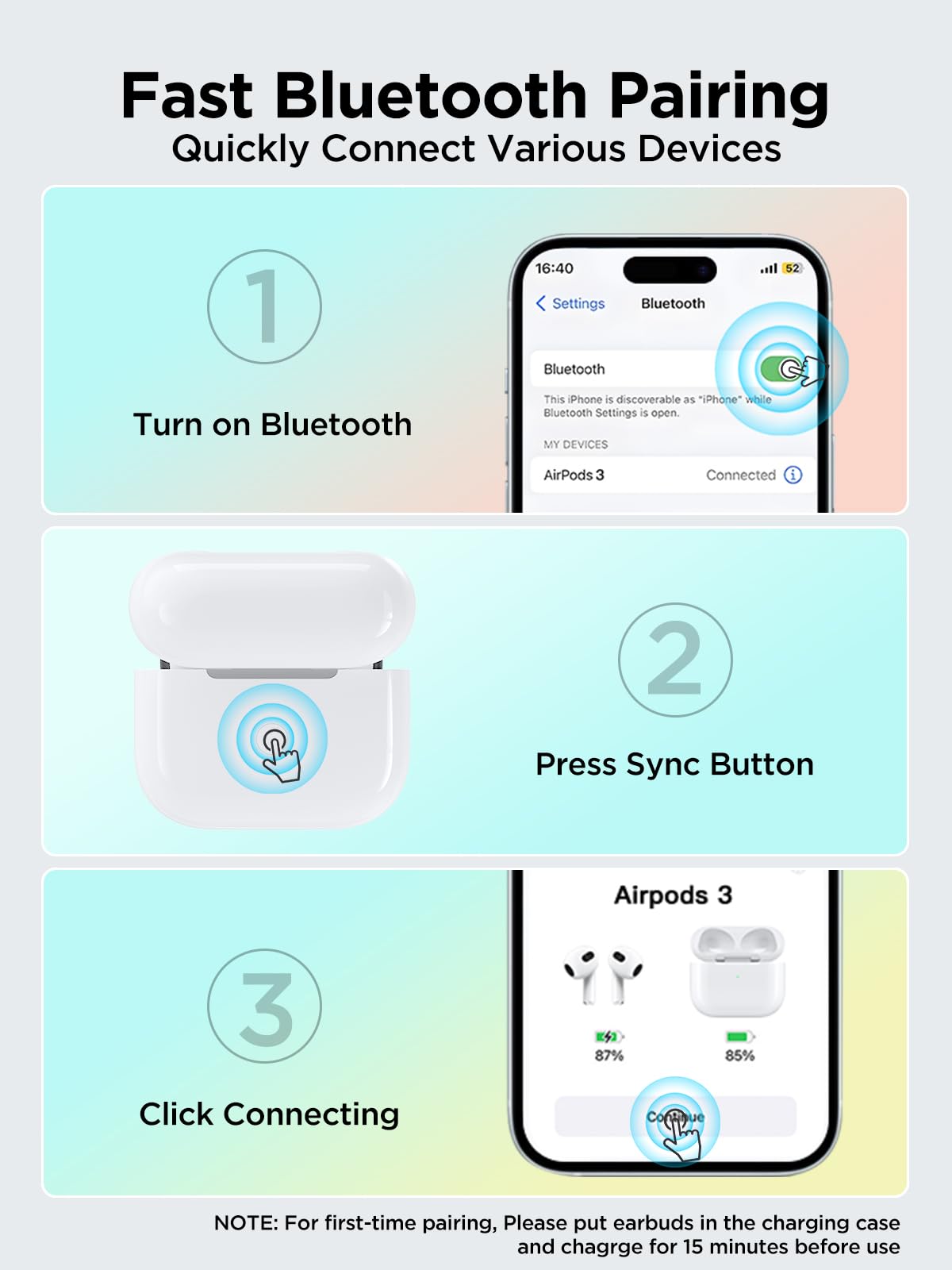 AXLIK AirPods 3rd Gen case open lid for auto-connect.