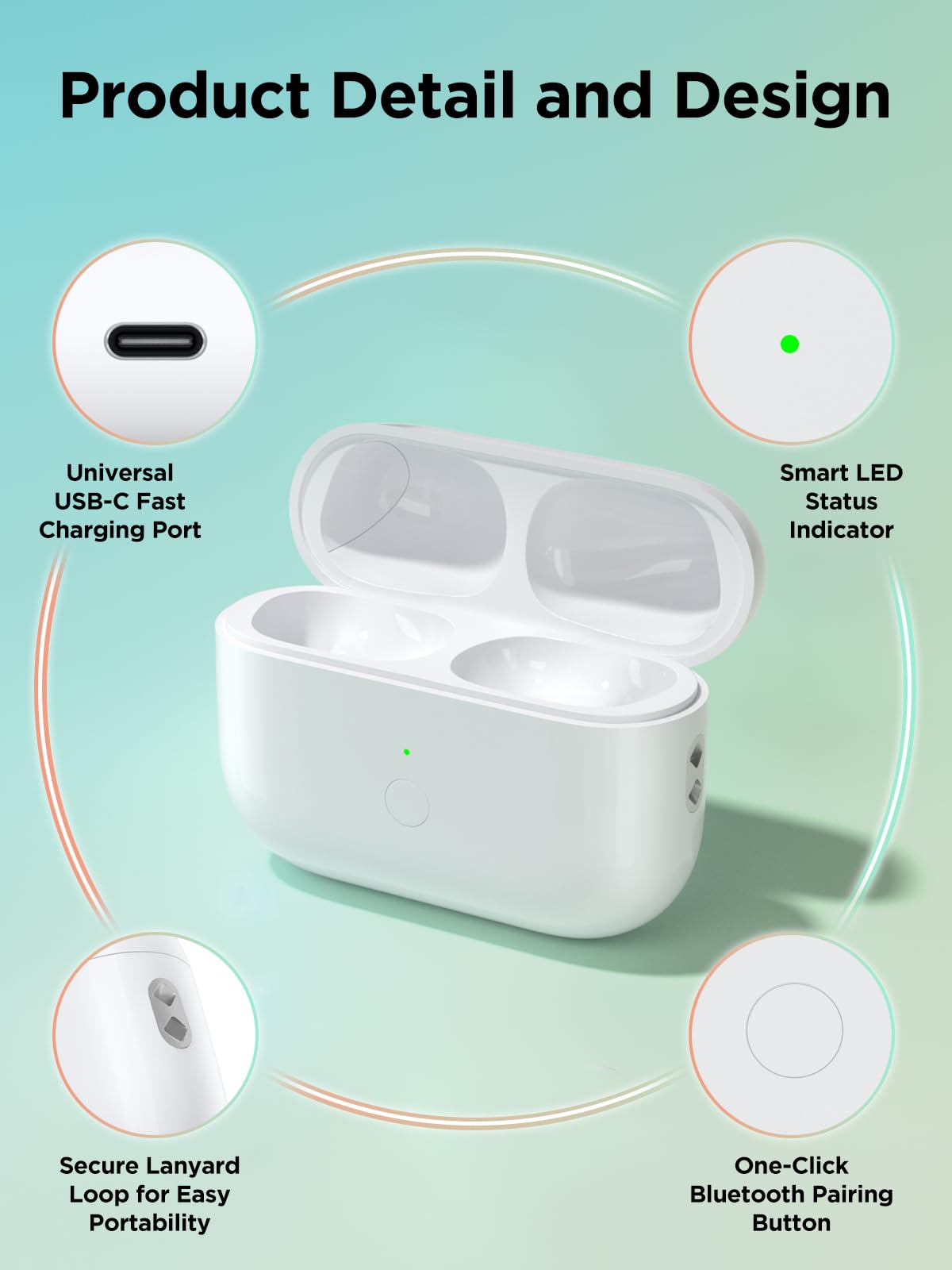 AXLIK AirPods Pro case with lanyard hole for easy carrying.