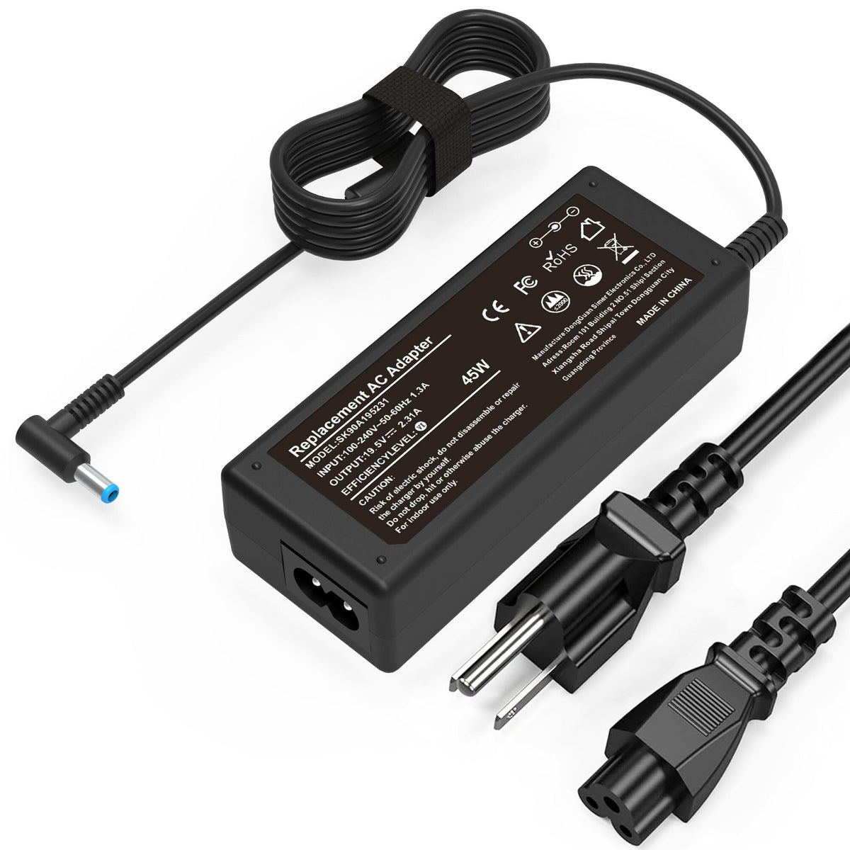 AYKLCZUU 45W HP charger with blue tip for reliable power on the go.