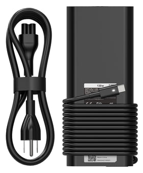 AYKLCZUU 130W USB-C laptop charger front view for Dell XPS, compact and travel-friendly.