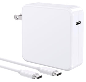 AYKLCZUU 61W USB-C charger powering a MacBook Pro on the go.