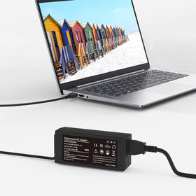 AYKLCZUU ThinkPad charger in use by a laptop demonstrates plug-and-play convenience.