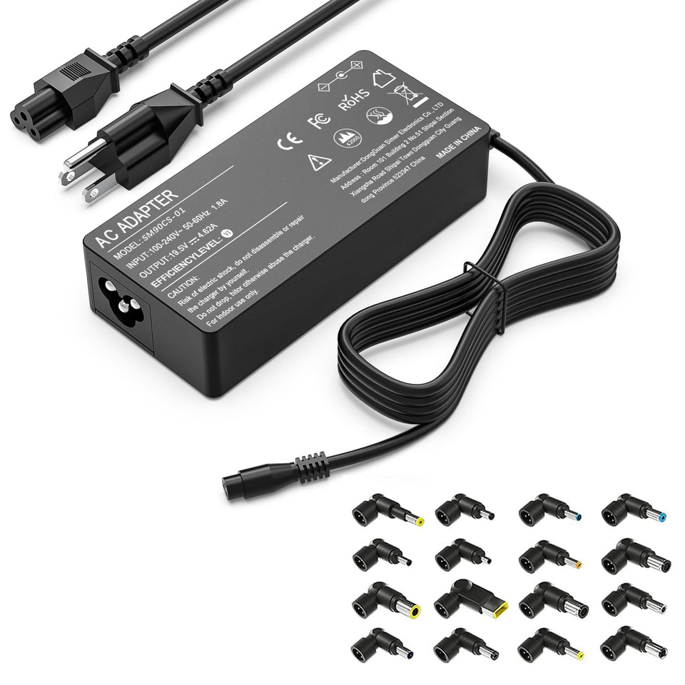 AYKLCZUU 90W charger with 16 tips for versatile laptop power on the go.