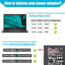 AYKLCZUU adapter label showing 19.5V 6.67A specs for correct match