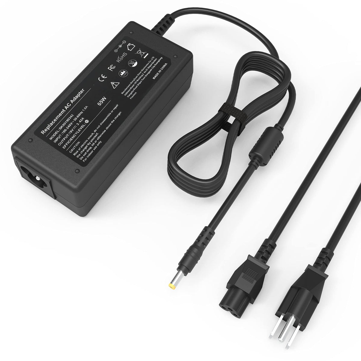 AYKLCZUU adapter front view showing clean design and reliable power