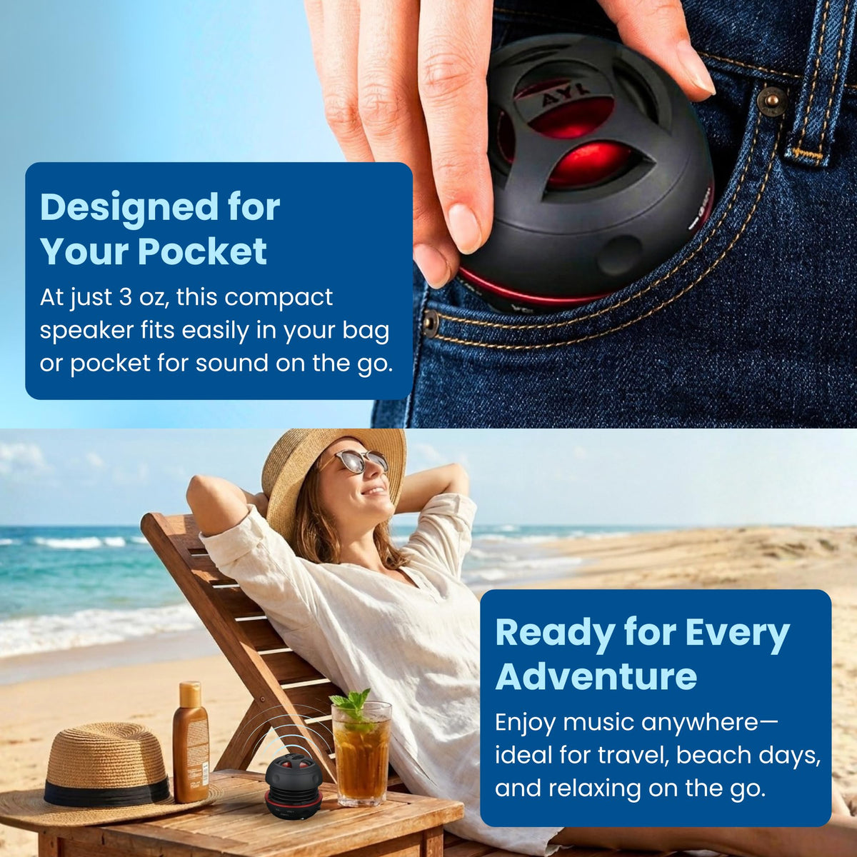 AYL Mini Speaker System on desk with laptop, ideal for small offices