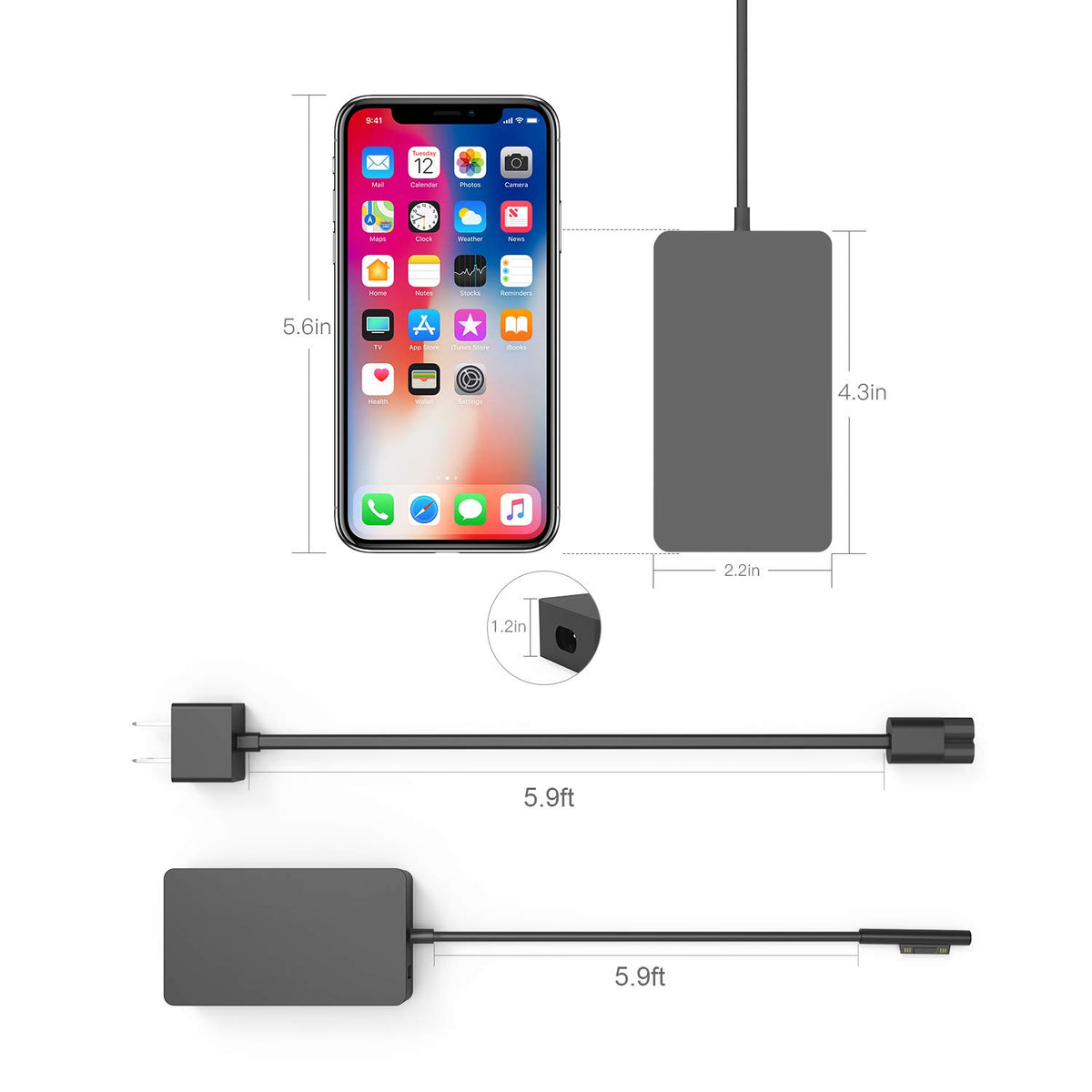 AYNEFF 102W charger used with a Surface Pro 9 for on-the-go charging