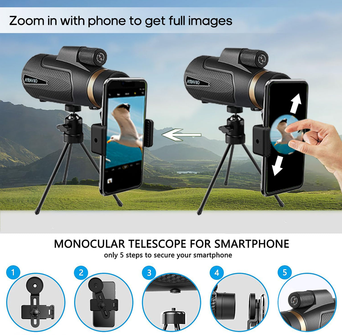 AYRAVIIO 12x60 monocular highlights concerts and travel scenes with bright detail