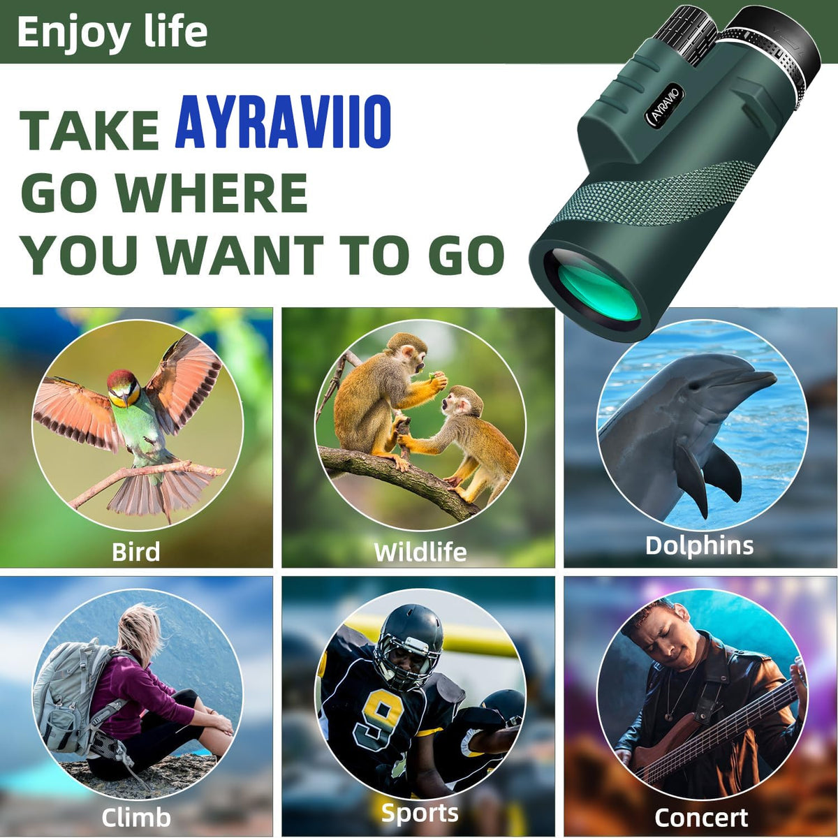AYRAVIIO used on a hiking trail demonstrating outdoor viewing and portability