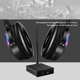 AYVVPII headphones with LED lights syncing to music rhythm