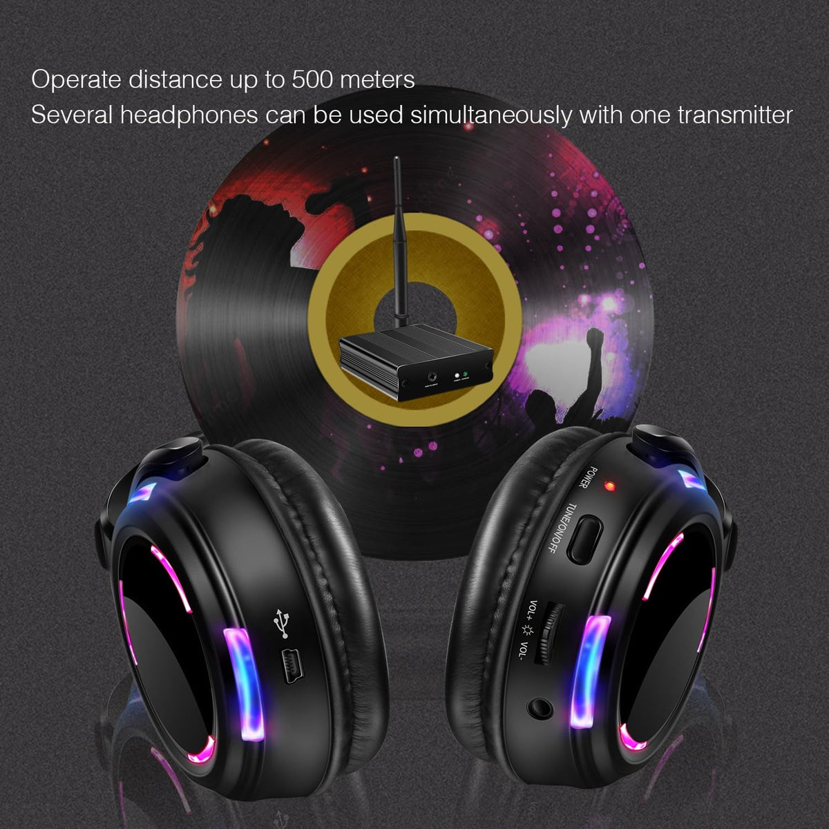 AYVVPII transmitter for wireless silent disco headsets