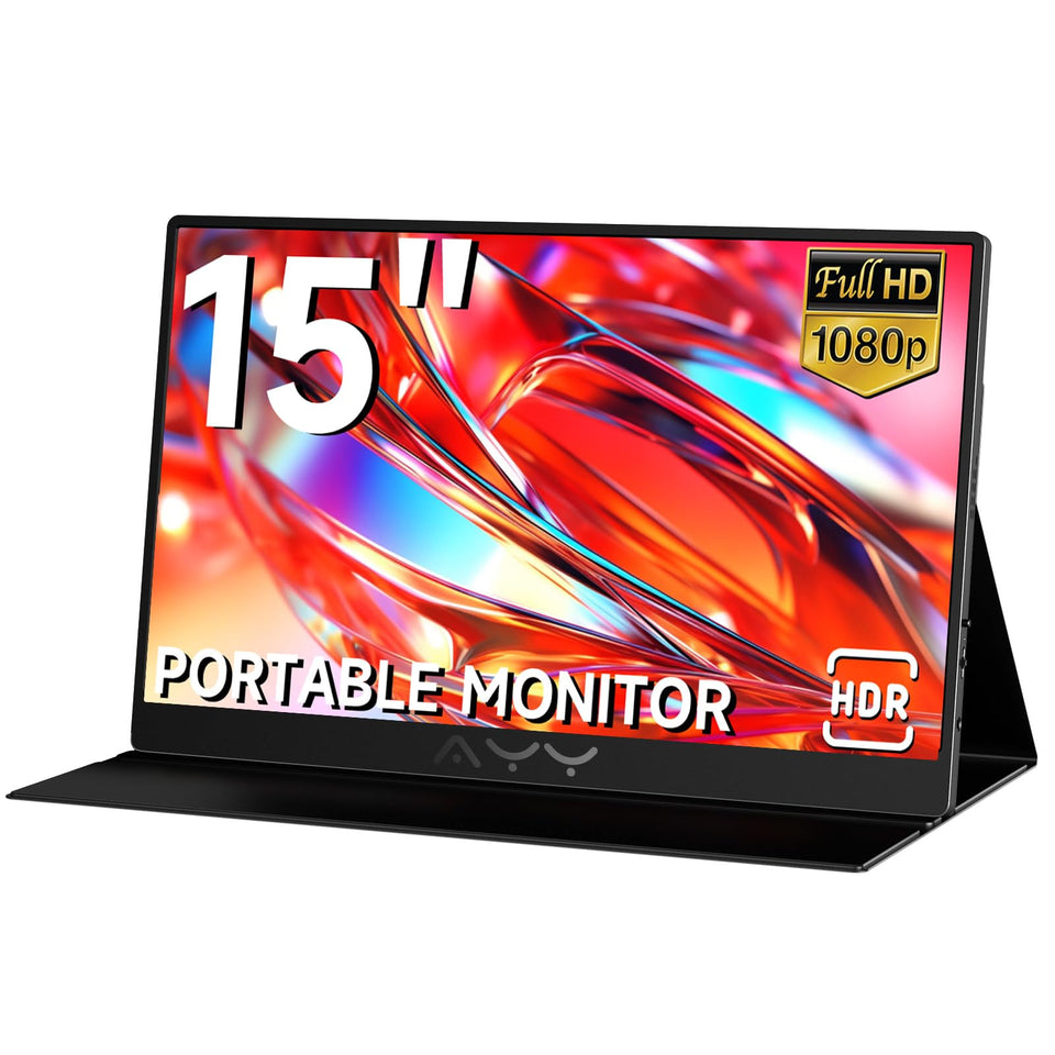 AYY front view of 15.6 inch monitor showing crisp FHD display and travel-ready design