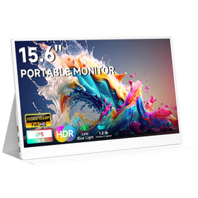 AYY front view showing slim white portable monitor and clear display benefit