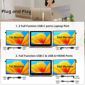 AYY Aluminum stand supports stable triple-monitor arrangement for multitasking