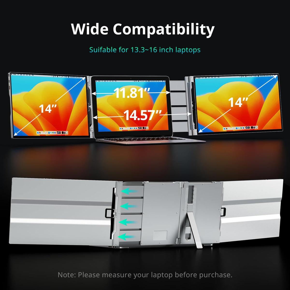 AYY Travel-ready triple monitor for on-the-go professionals