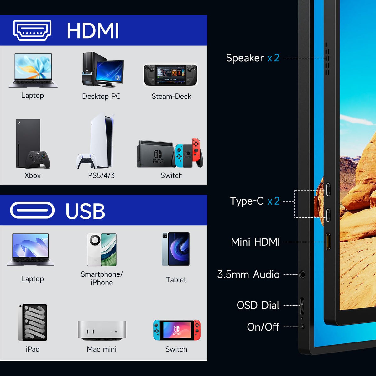 AYY 18.5-inch monitor provides immersive gameplay and productive multitasking.