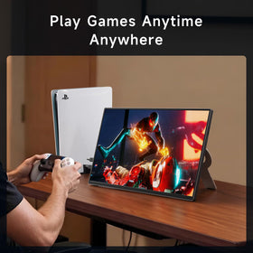 AYY 18.5-inch monitor with kickstand in portrait mode used for coding and reading.