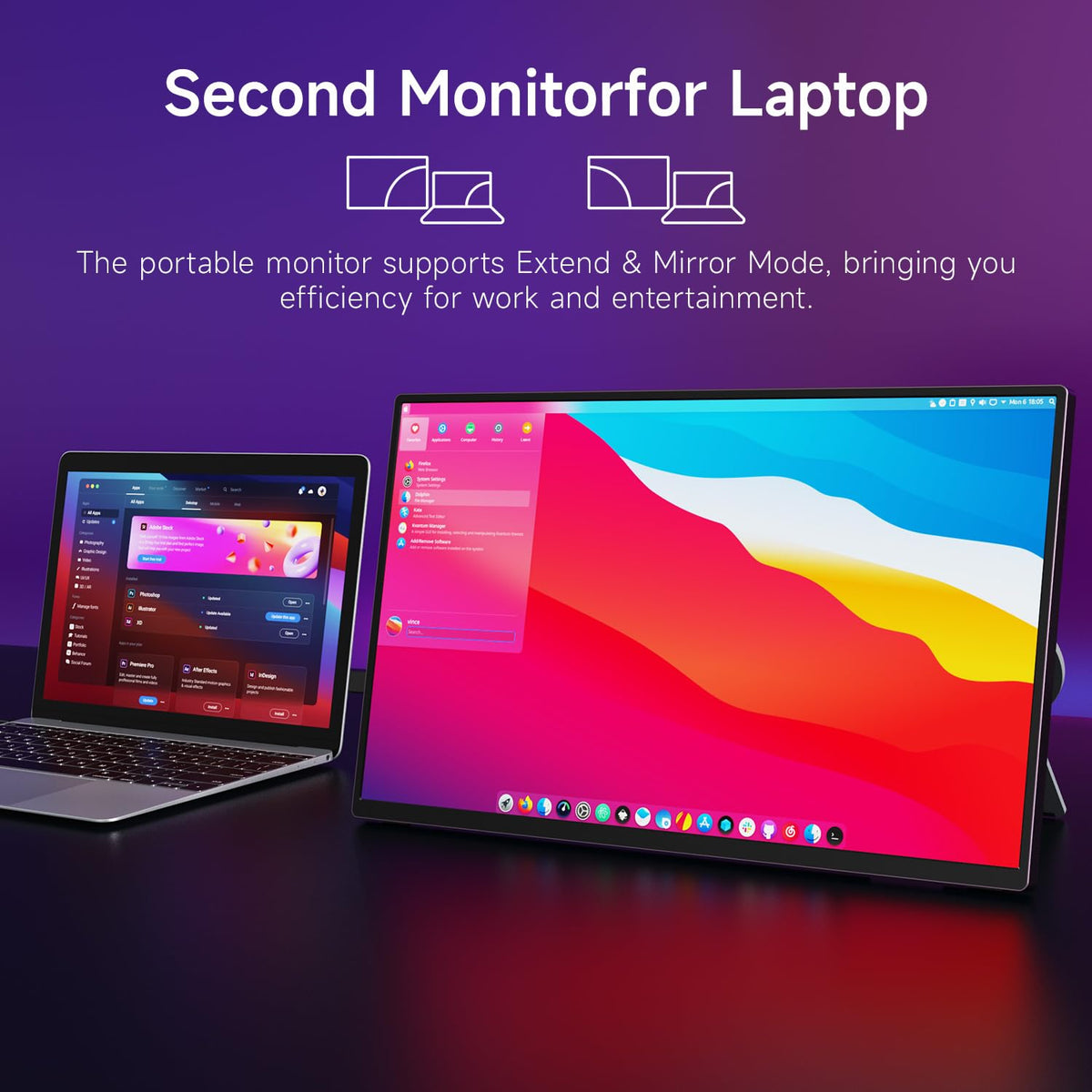 AYY portable monitor connected to a laptop for enhanced mobile productivity.