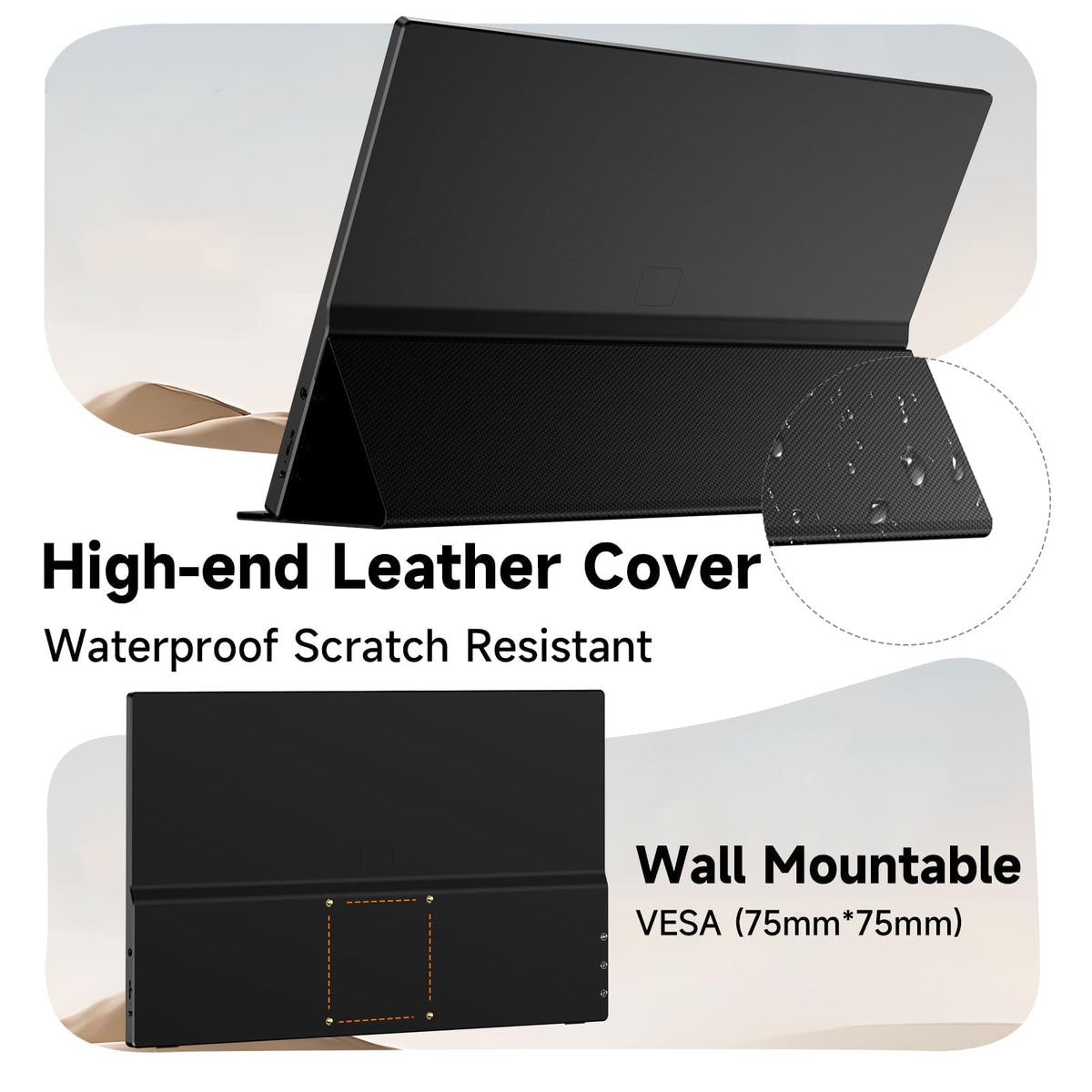 AYY monitor propped with smart cover showing adjustable viewing angles