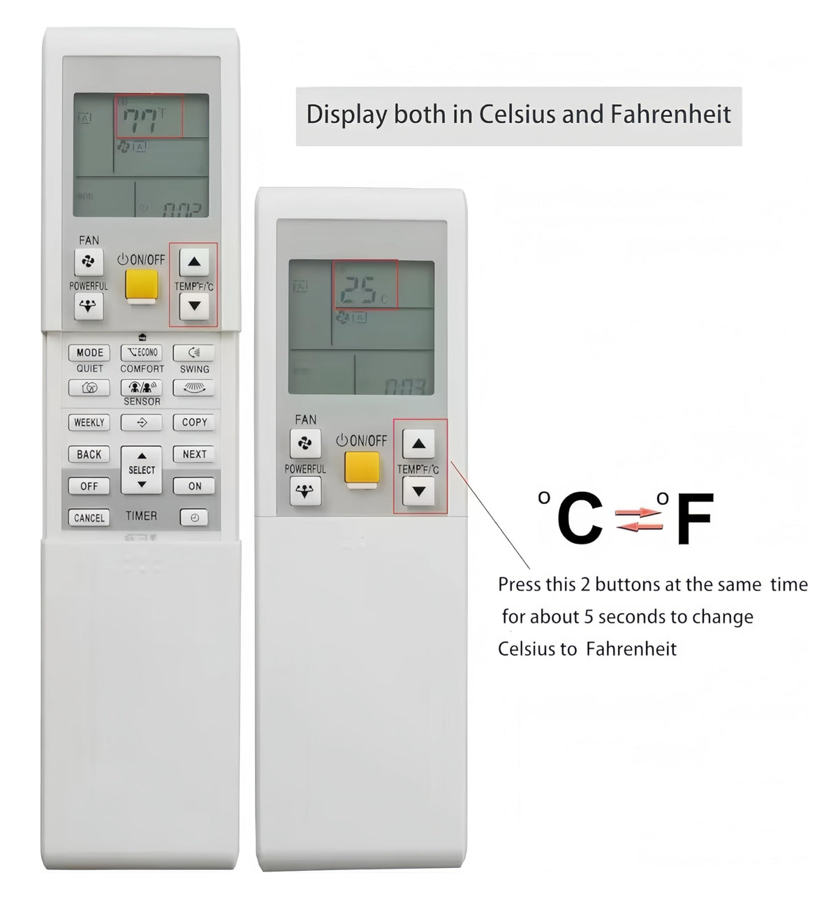 AZBME remote back with open battery compartment for quick battery replacement
