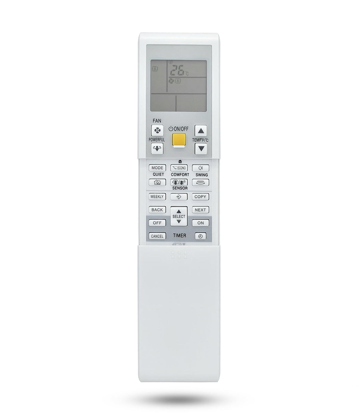 AZBME remote front view showing clear layout and easy control benefits