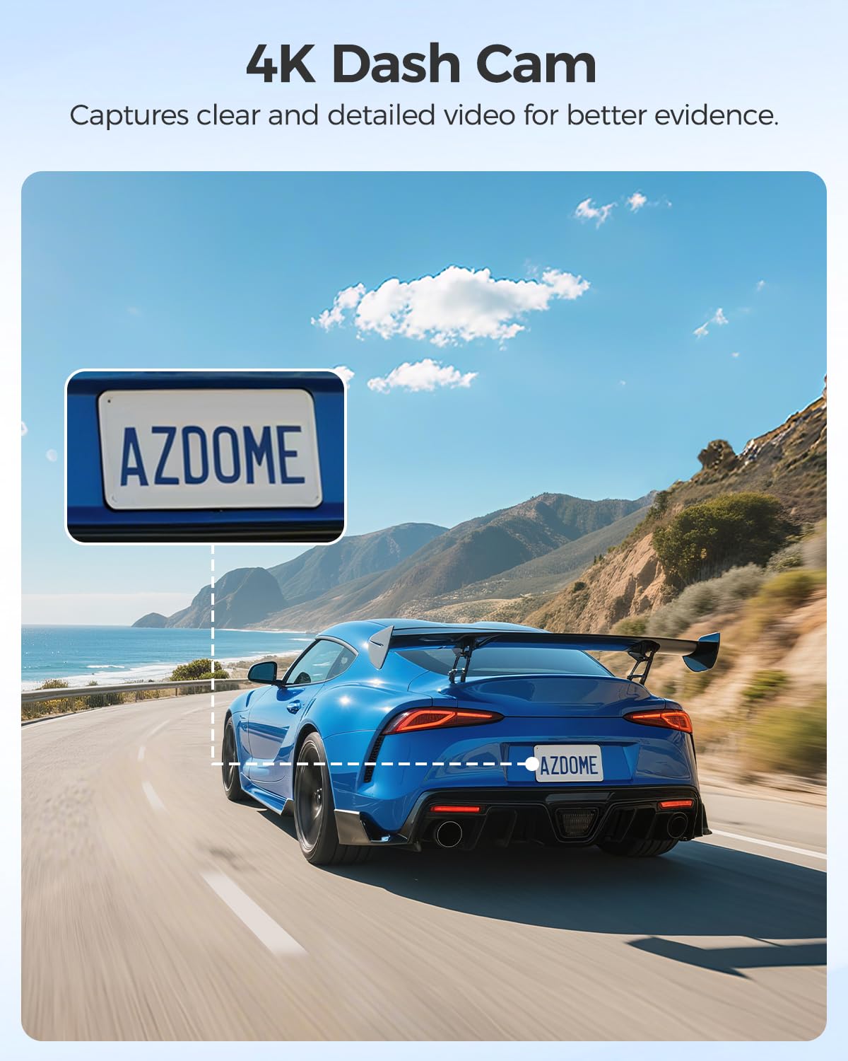 AZDOME GS63H dash cam display panel for quick on-device checks