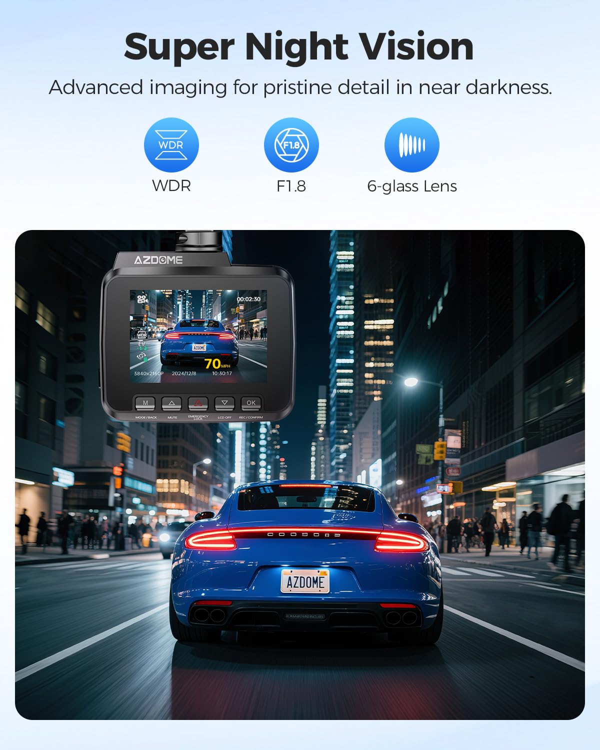 AZDOME GS63H STARVIS night vision captures clearer footage at night